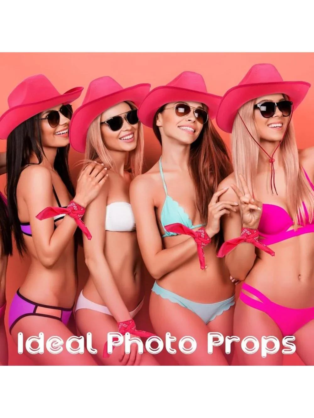 Men's Rose Red Bandanas Bulk Adjustable Felt Western Cowboy Cowgirl Hat 12 Pcs